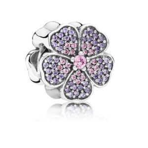 Pandora Sparkling Blossom Flower Charm Pink & Purple